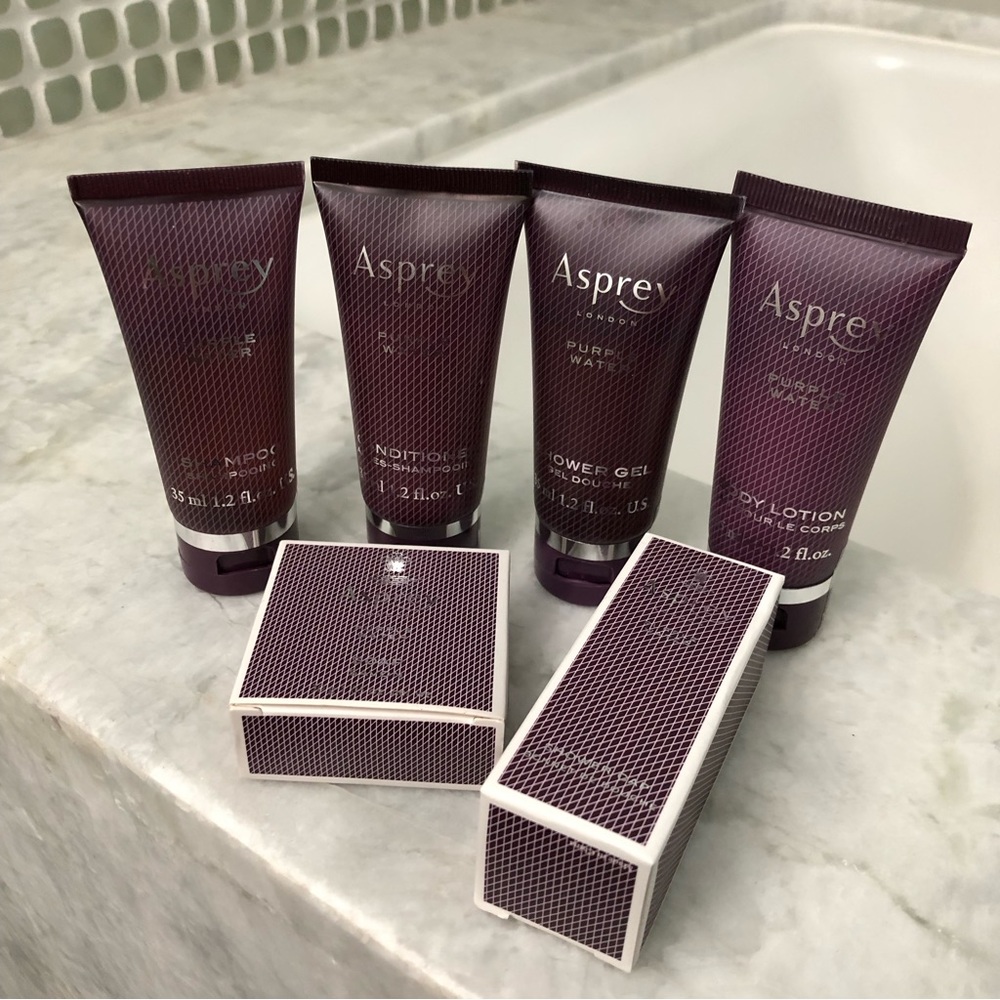 🆕Asprey London Purple Water Ritz Carlton shampoo&conditioner, lotion, gel, soap